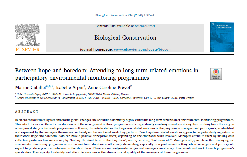 Entre espoir et lassitude : une publication scientifique sur les émotions suscitée par les dispositifs de long terme tel qu’« Alpages Sentinelles »